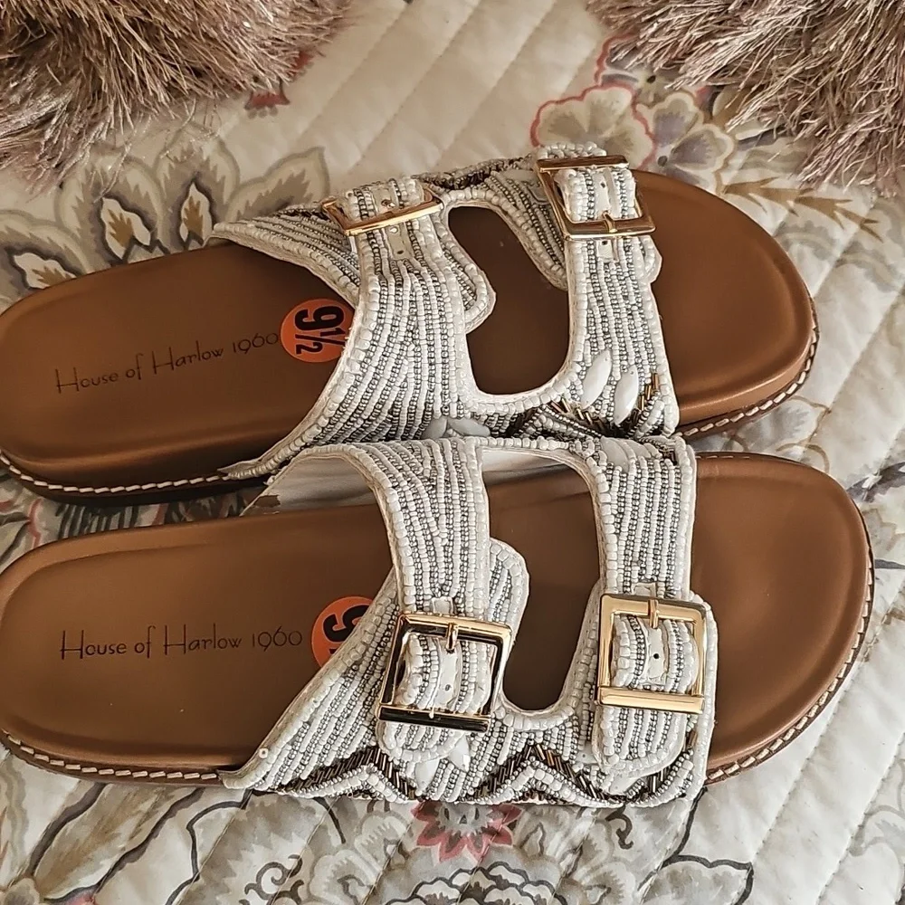 House Of Harlow 1960 Beaded Slide 9.5 - Picture 2 of 8